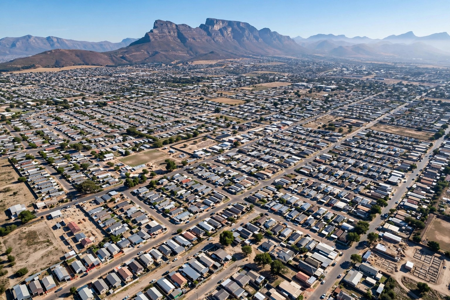 Aerial view of a developed urban area