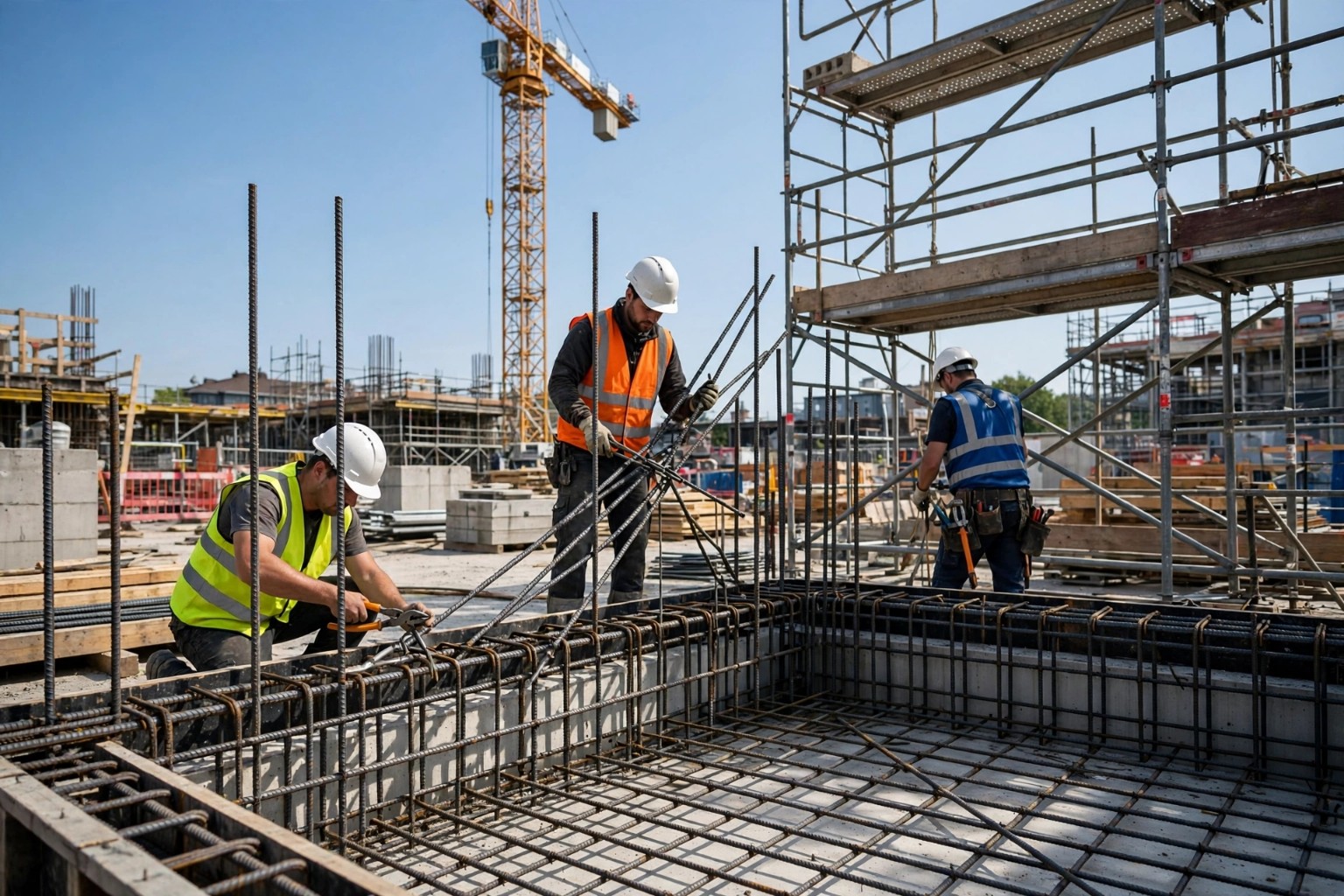 Construction team working on a site